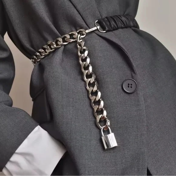 Anthropologie lux adjustable Black Leather Chain Strap - Picture 3 of 12